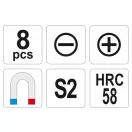 YATO Schraubendreher-Set 8-teilig magnetisch S2