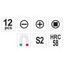 YATO Schraubendreher-Set 12-teilig magnetisch S2