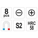 YATO Schraubendreher-Set 8-teilig magnetisch S2