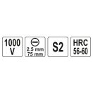 YATO Schraubendreher 2,5 x 75 mm isoliert bis 1000 V