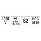 YATO Schraubendreher 4,0 x 100 mm isoliert bis 1000 V