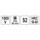 YATO Schraubendreher PZ0 x 60 mm isoliert bis 1000 V