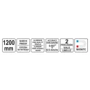 YATO Wasserwaage magnetisch 2 Ebenen 1 Griff 1200 mm