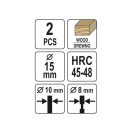 YATO Forstner und Zapfenbohrersatz 2-teilig 15 mm