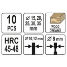 YATO Forstner Bohrer Set 10 teilig 15 - 35 mm