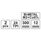 YATO Bügelsägeblatt manuell 300/12 mm 24 TPI Bimetall (2 Stück)