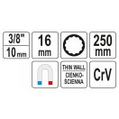 YATO Zündkerzenschlüssel extra lang 3/8" 16 mm / 250 mm magnetisch CrV
