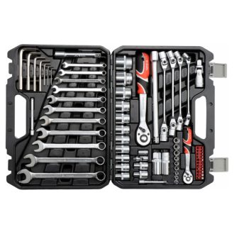 YATO Steckschlüsselsatz 77-teilig 1/4", 1/2" CrV