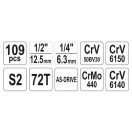 YATO Werkzeugset 109-teilig 1/4", 1/2" CrV CrMo