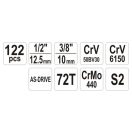 YATO Werkzeugsatz 122-teilig 1/4", 1/2" CrV CrMo