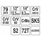 YATO Werkzeugset 79-teilig 1/4", 1/2" CrV CrMo