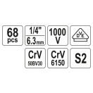 YATO Isoliertes Werkzeugset für Elektriker, 68-teilig, 1/4 Zoll, 1000 V CrV