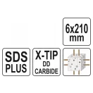 YATO Steinbohrer 6,0 x 210/150 mm vierschneidige SDS-Plus