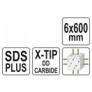 YATO Steinbohrer 6 x 600/525 mm Vierkant SDS-Plus