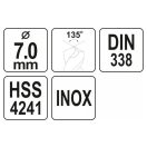 YATO Schneckenbohrer 7,0 x 103/64 mm Inox HSS Premium