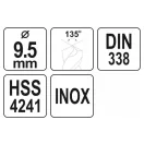 YATO Spiralbohrer 9,5 x 125/82 mm Inox HSS Premium