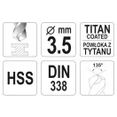 YATO Spiralbohrer 3,5 x 70/39 mm HSS-TiN