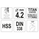 YATO Schneckenbohrer 4,2 x 75/43 mm HSS-TiN