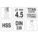 YATO Schlangenbohrer 4,5 x 80/47 mm HSS-TiN