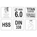 YATO Schneckenbohrer 6,0 x 93/57 mm HSS-TiN