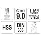 YATO Spiralbohrer 9,0 x 125/81 mm HSS-TiN