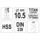 YATO Spiralbohrer 10,5 x 133/87 mm HSS-TiN