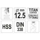 YATO Schneckenbohrer 12,5 x 151/101 mm HSS-TiN