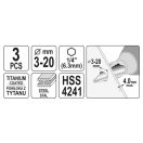 YATO Stufenbohrer-Set 3-teilig HSS Titannitrid