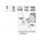 YATO Stufenbohrer 4-22 mm 10 Stufen HSS Titannitrid