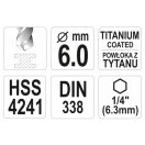 YATO Schneckenbohrer 6,0 x 113/57 mm HSS-TiN Bit-Aufnahme