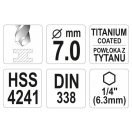 YATO Schneckenbohrer 7,0 x 109/69 mm HSS-TiN Bit-gefüttert