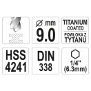 YATO Schneckenbohrer 9,0 x 125/81 mm HSS-TiN Bit-Aufnahme