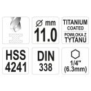 YATO Spiralbohrer 11,0 x 142/94 mm HSS-TiN Spannfutter