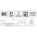 YATO Kombinierte Maschinenbohrer-Gewindebohrer M5 mit Bit-Aufnahme