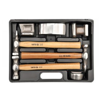   YATO Karosseriehammer und Glätteisen-Set mit 7-teiligem Hickory-Stiel