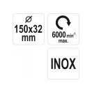 YATO Rundbürste 150 x 32 mm mit Reduzierringen Inox