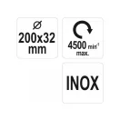 YATO Rundbürste 200 x 32 mm mit Reduzierringen, Edelstahl