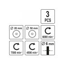 YATO Stielrundbürste, Pinselbürste, Tassenbürstensatz 3-teilig Messing