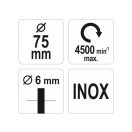 YATO Rundbürste mit Schaft 75 mm Inox