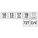 YATO Ratschenschlüssel 10-13 mm x 17-19 mm / 200 mm 72T CrV
