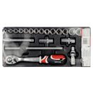 YATO Steckschlüsselsatz 24-teilig 1/2" 10-32 mm CrV (Schubladeneinsatz)