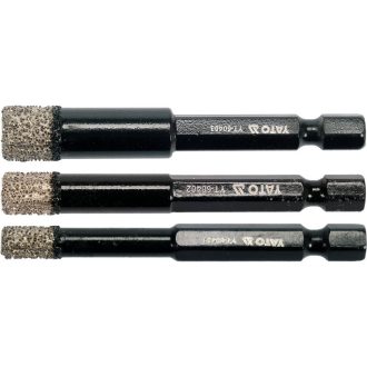   YATO Diamant-Lochsägen-Set 3-teilig 6, 8, 10 mm Nass-/Trocken-Bit-Aufnahme
