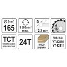 YATO Sägeblatt für Holz 165 x 16 x 1,5 mm / 24T