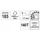 YATO Sägeblatt für Laminatboden 185 x 20 x 1,4 mm / 140T
