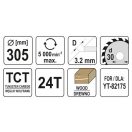YATO Sägeblatt für Holz 305 x 30 x 2,2 mm / 24T