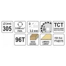 YATO Sägeblatt für Holz 305 x 30 x 2,2 mm / 96T