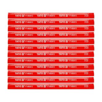 YATO Zimmermannsbleistift 175 mm für Holz rot (12 Stück)