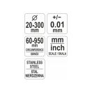 YATO Präzisionsmaßband (+-0,01 mm), Durchmesser 30–300 mm, Umfang 60–950 mm, Edelstahl