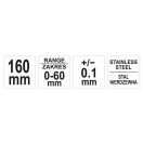 YATO Bremsscheibendickenmessgerät 0-60 mm/0,1 mm Messbereich, 160 mm lang