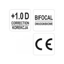 YATO Bifokalbrille +1 wasserklar